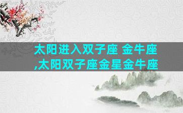 太阳进入双子座 金牛座,太阳双子座金星金牛座